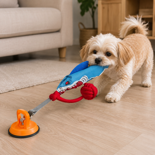 FurZoo Shark Tug Dog Toy with Suction Cup