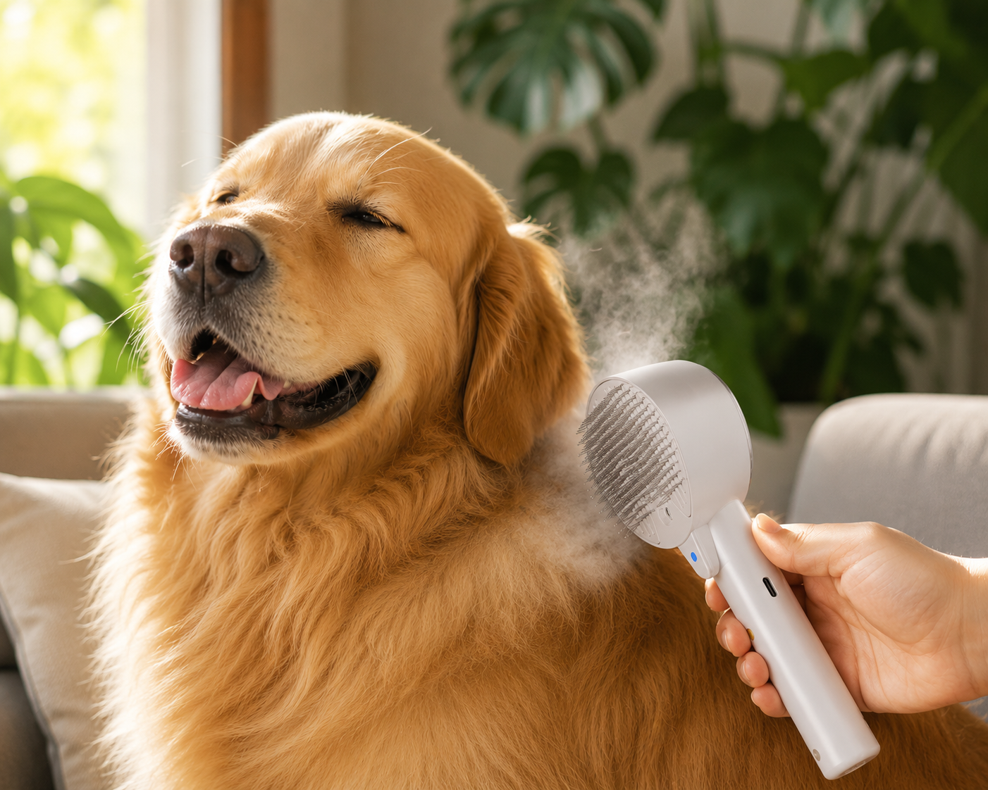 Pet Steam Spray Grooming Brush UV